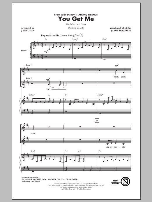 Download Jamie Houston You Get Me (arr. Janet Day) Sheet Music