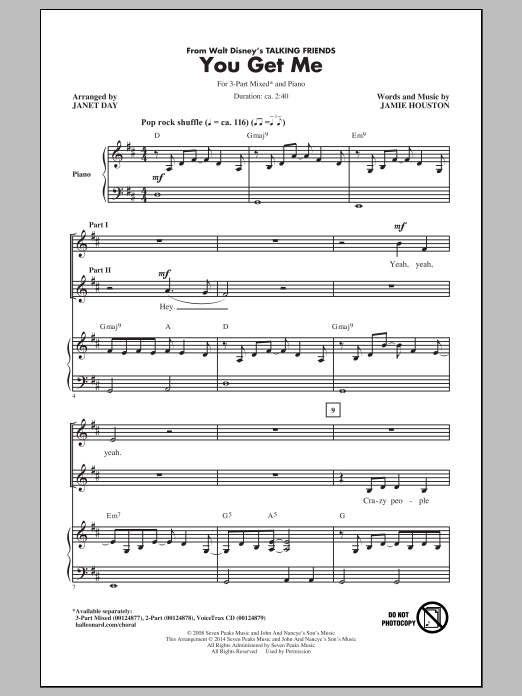 Download Jamie Houston You Get Me (arr. Janet Day) Sheet Music