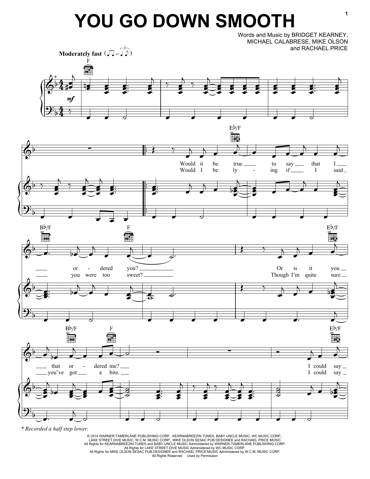 Download Lake Street Dive You Go Down Smooth Sheet Music