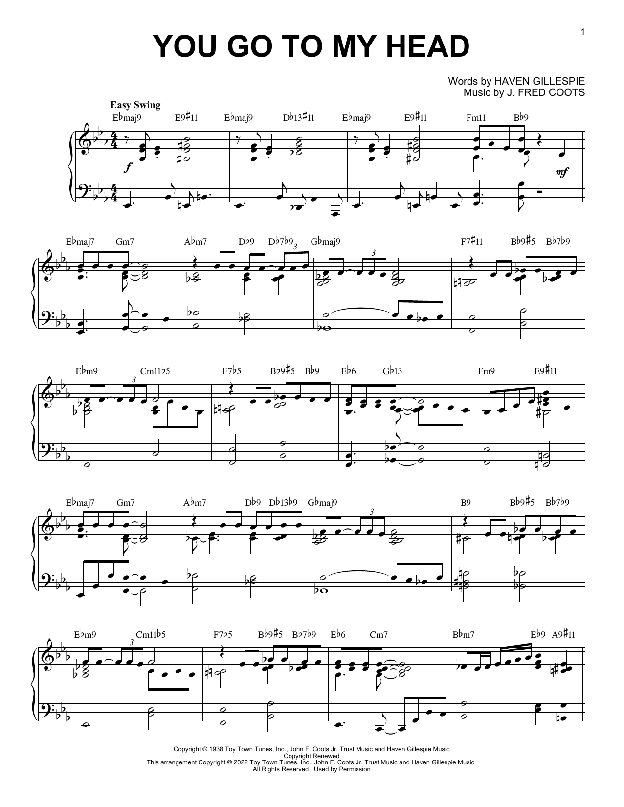 Download Haven Gillespie and J. Fred Coots You Go To My Head [Jazz version] (arr. Sheet Music
