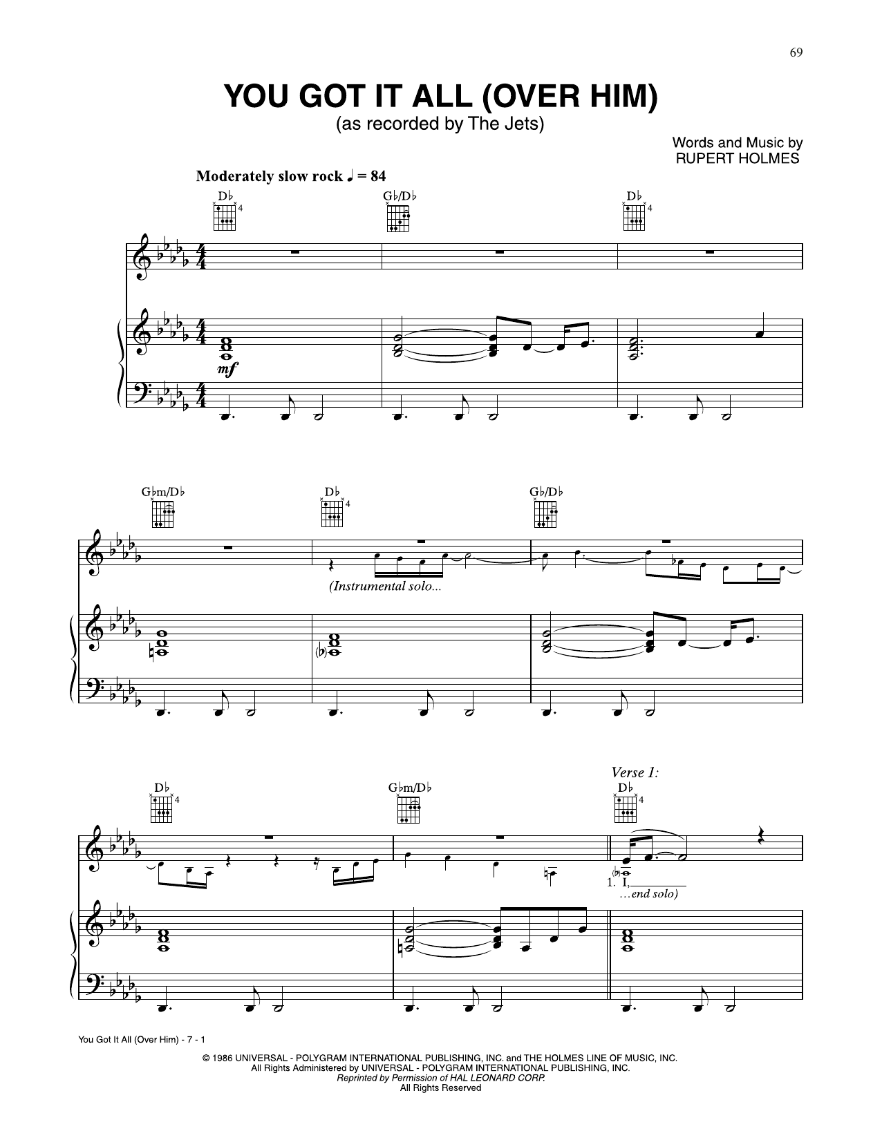 Download The Jets You Got It All (Over Him) Sheet Music