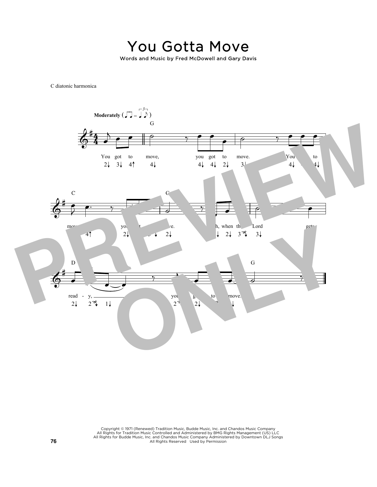 Download Fred McDowell You Gotta Move Sheet Music