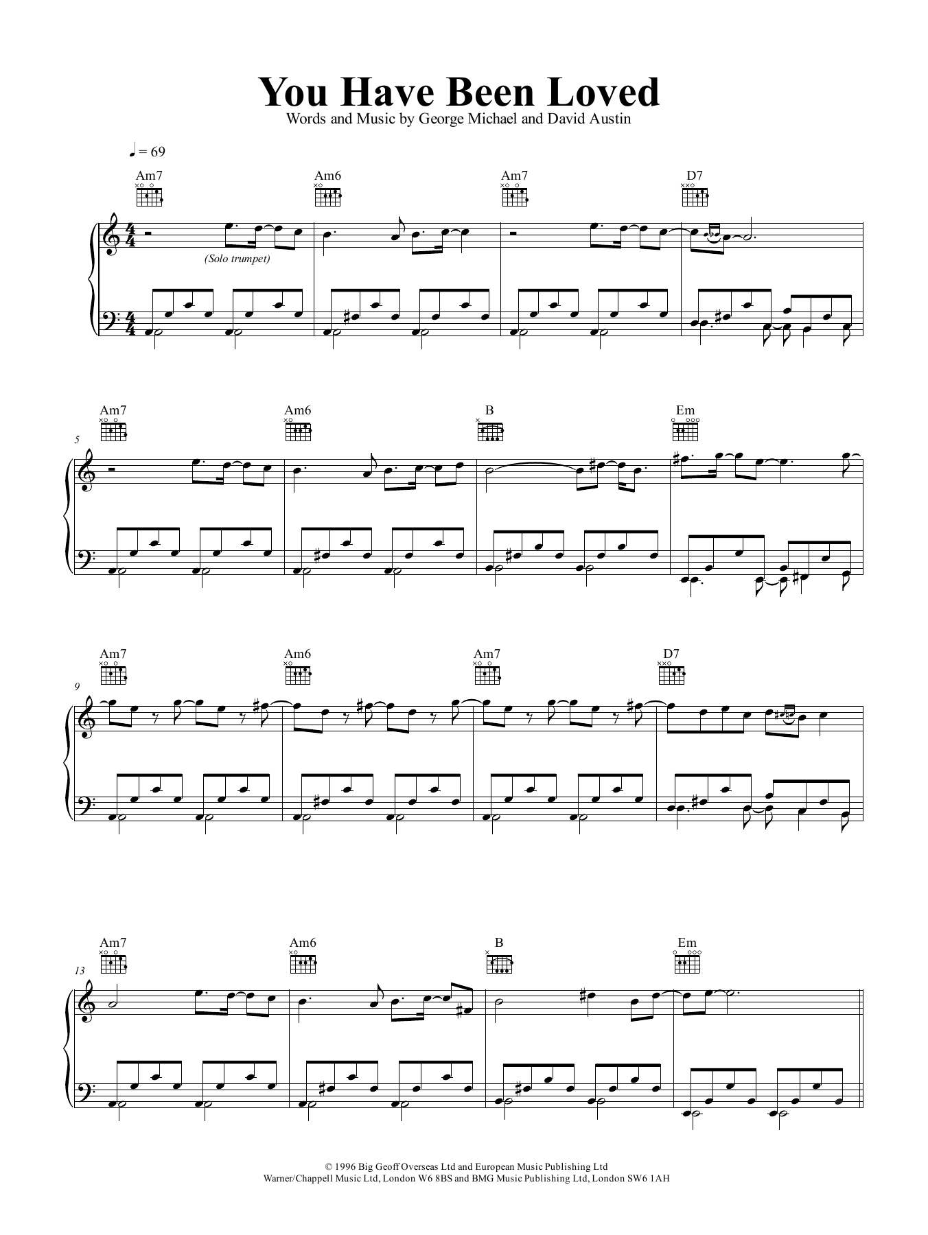 Download George Michael You Have Been Loved Sheet Music