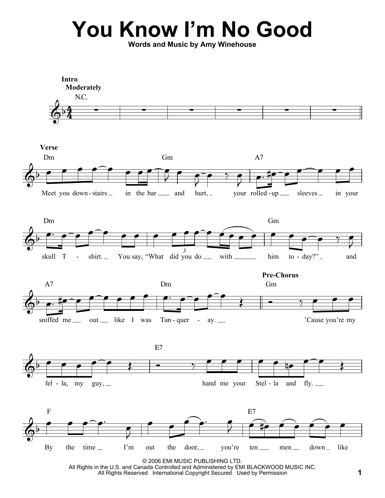 Download Amy Winehouse You Know I'm No Good (feat. Ghostface K Sheet Music