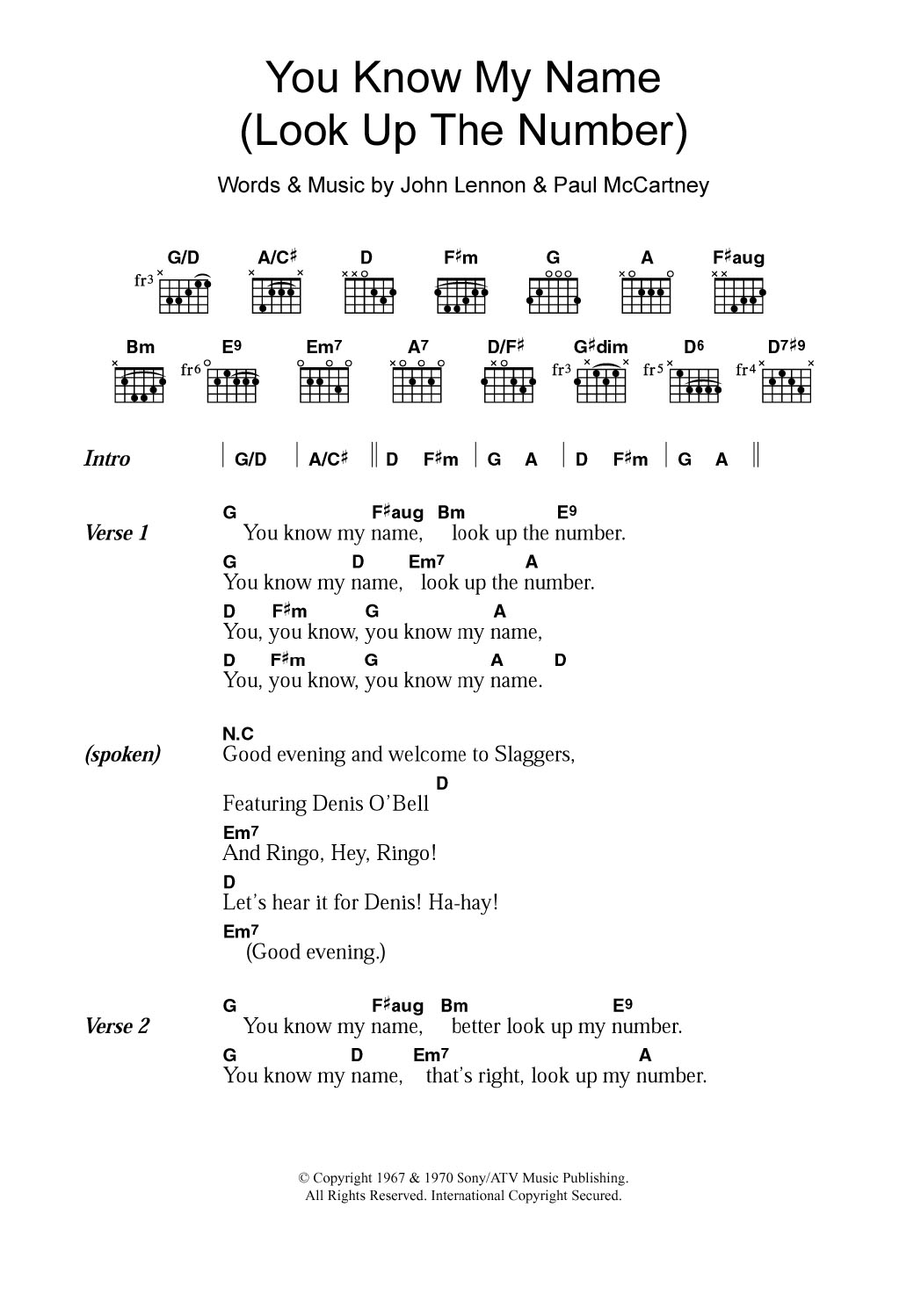 Download The Beatles You Know My Name (Look Up The Number) Sheet Music