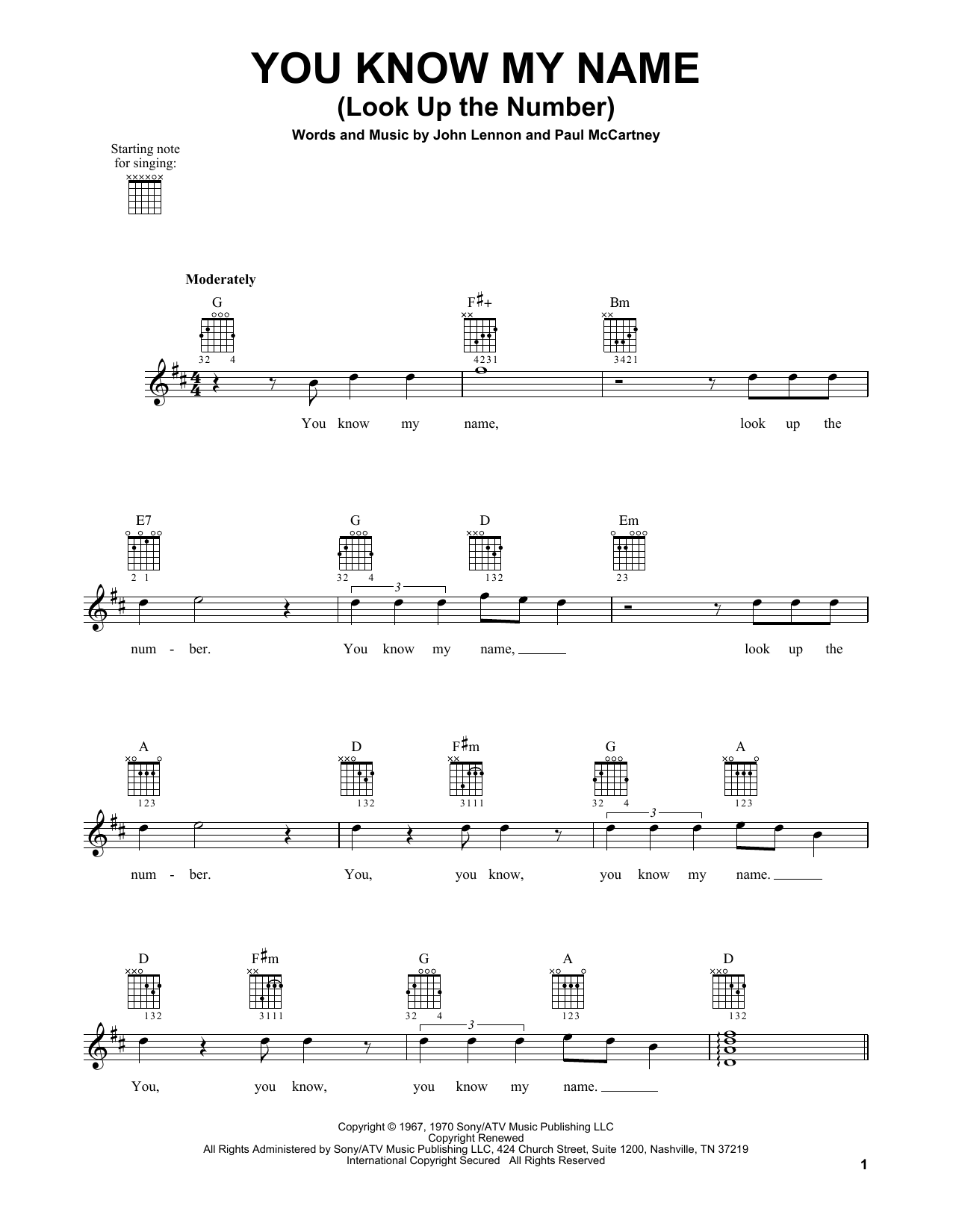 Download The Beatles You Know My Name (Look Up The Number) Sheet Music