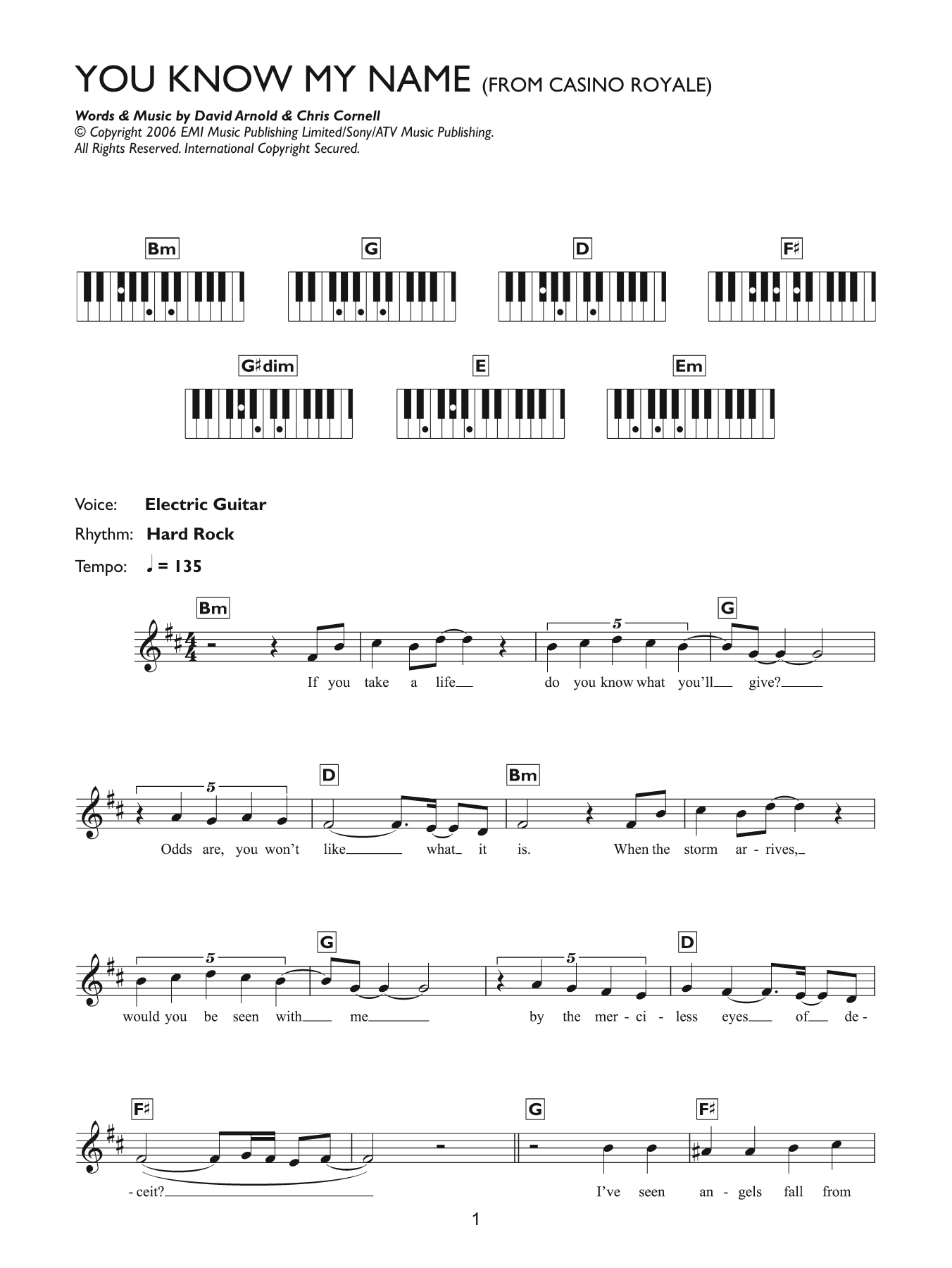 Download Chris Cornell You Know My Name (theme from James Bond Sheet Music