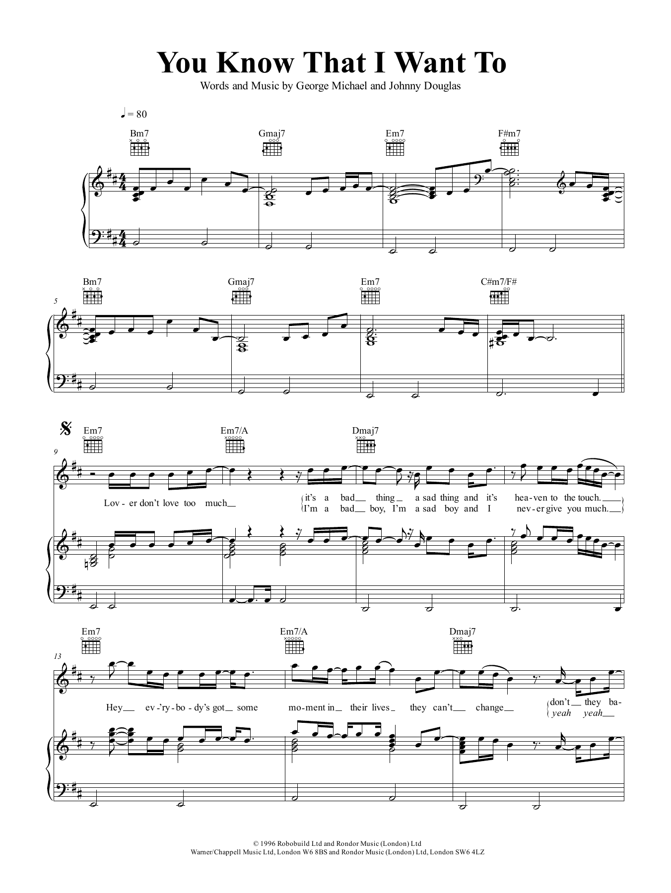 Download George Michael You Know That I Want To Sheet Music