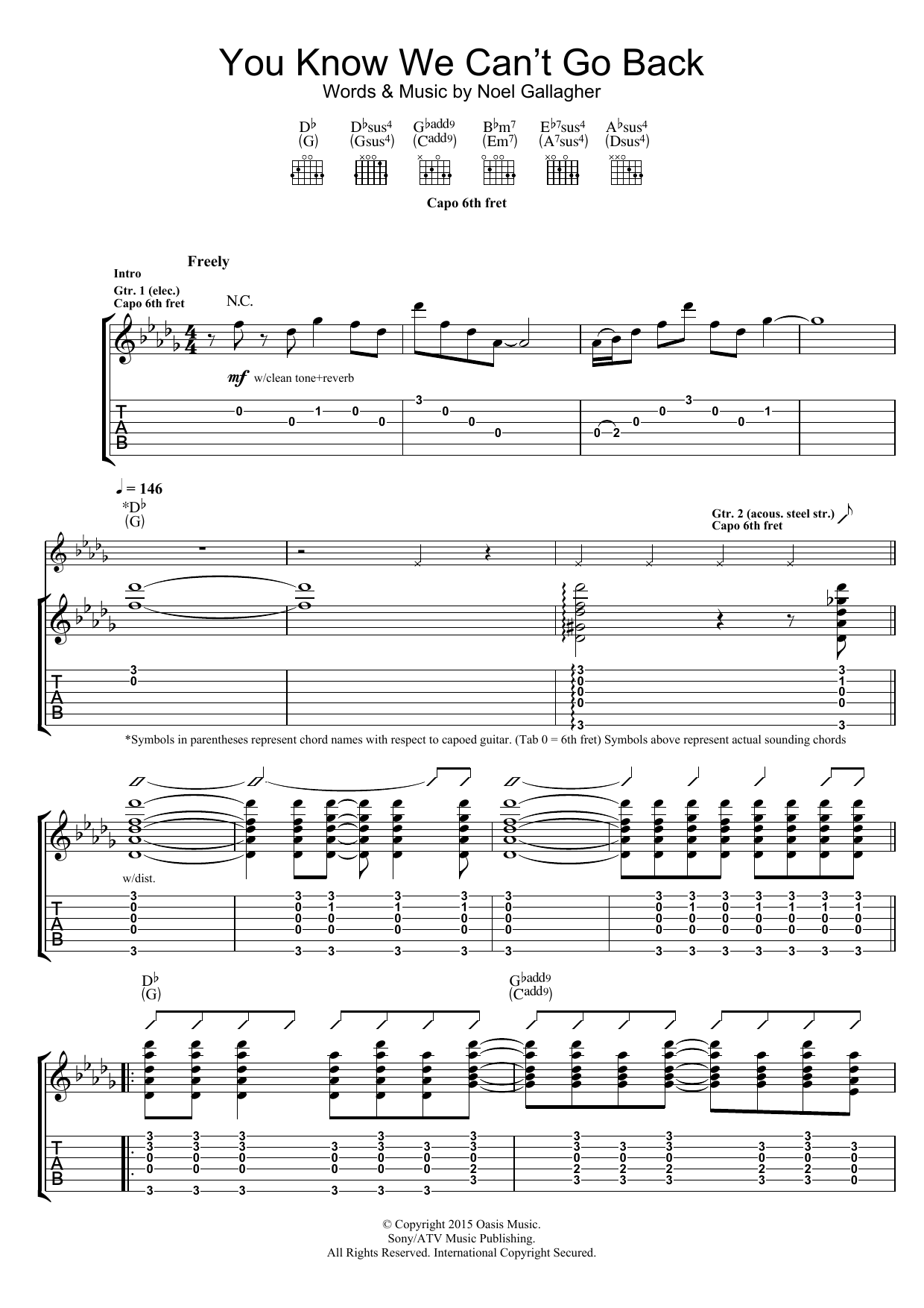 Download Noel Gallagher's High Flying Birds You Know We Can't Go Back Sheet Music