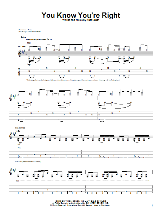 Download Nirvana You Know You're Right Sheet Music