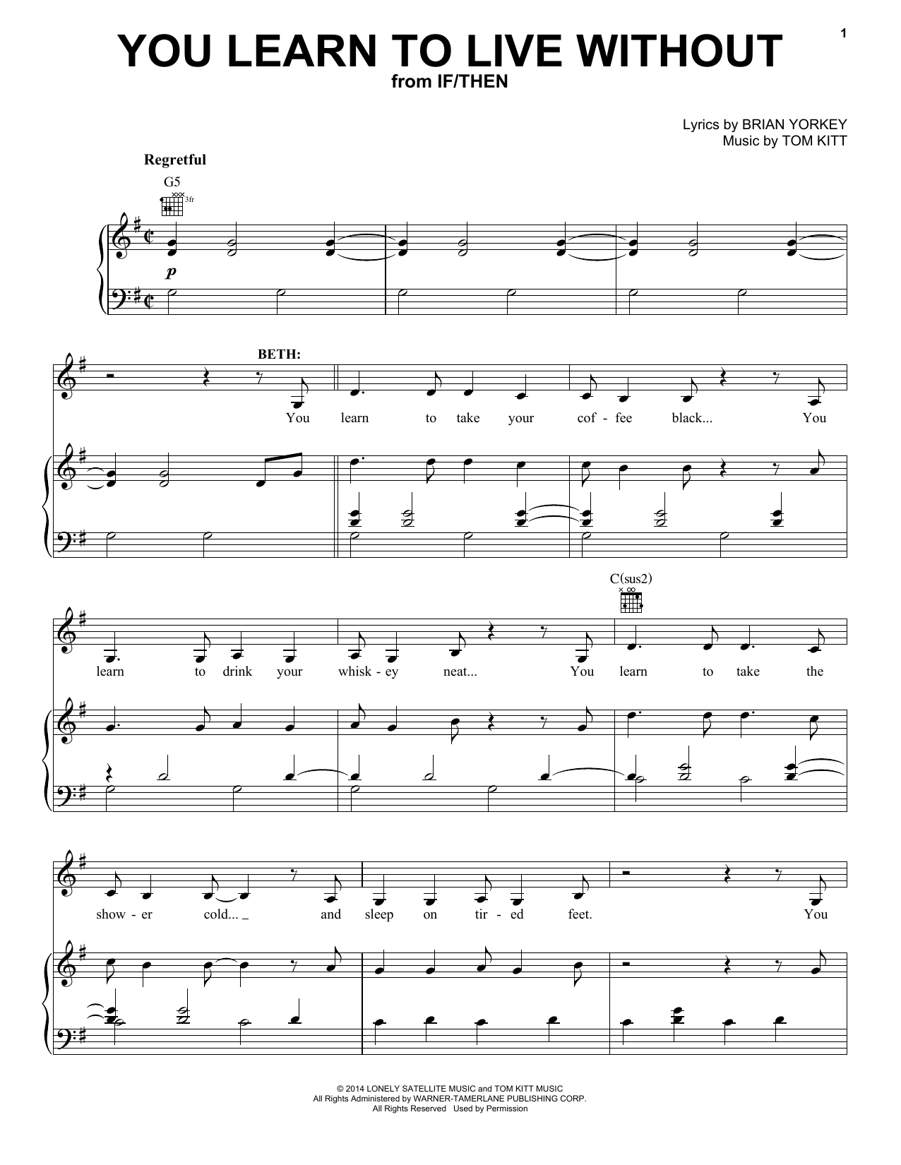 Download Idina Menzel You Learn To Live Without (from If/Then Sheet Music