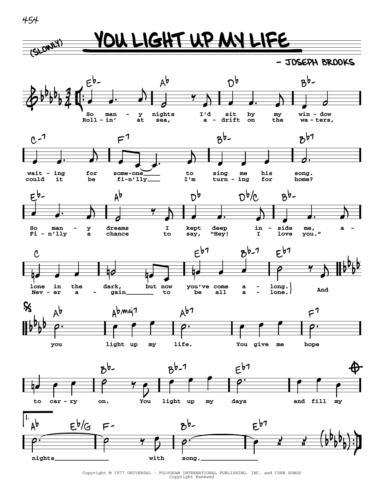Download Debby Boone You Light Up My Life (High Voice) Sheet Music