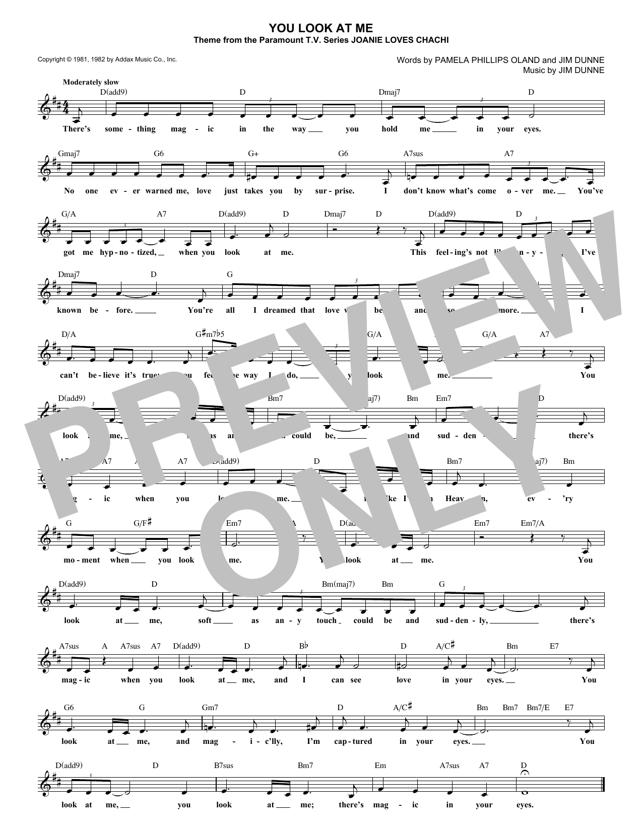 Download Jim Dunne You Look At Me (from Joanie Loves Chach Sheet Music