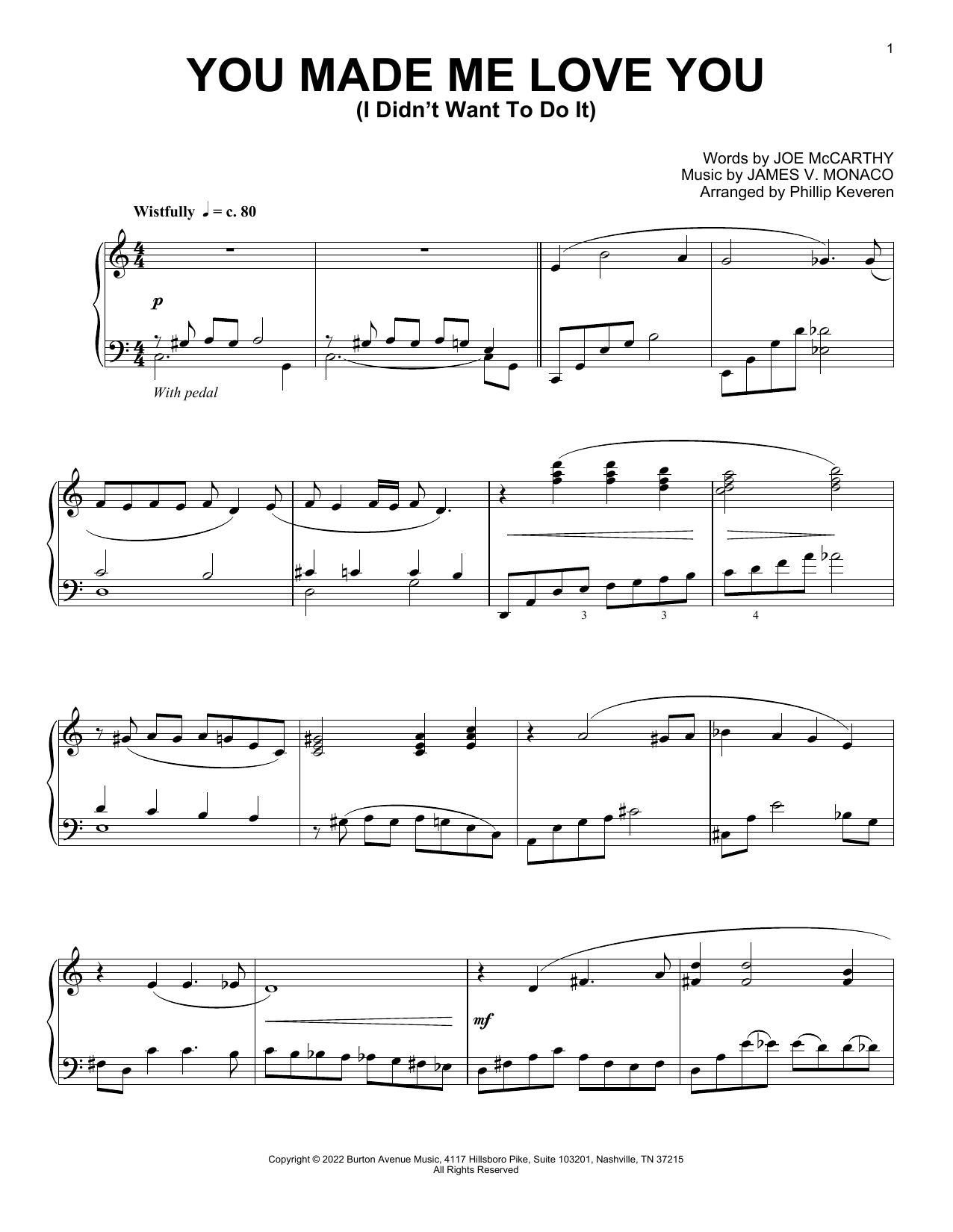 Download James V. Monaco You Made Me Love You (I Didn't Want To Sheet Music