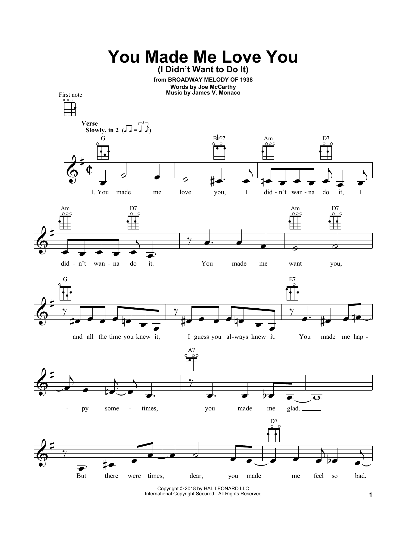 Download James V. Monaco You Made Me Love You (I Didn't Want To Sheet Music