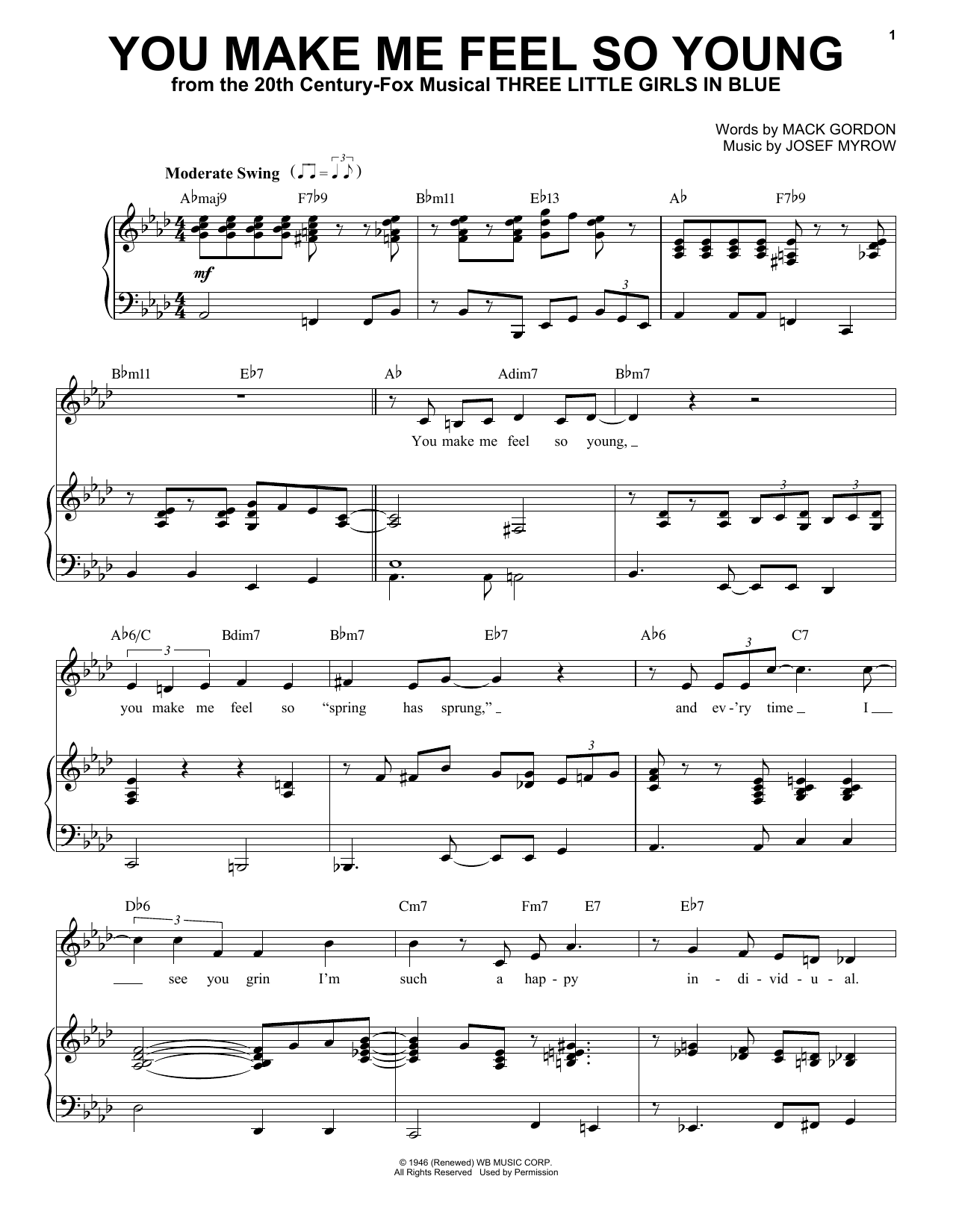 Download Frank Sinatra You Make Me Feel So Young Sheet Music
