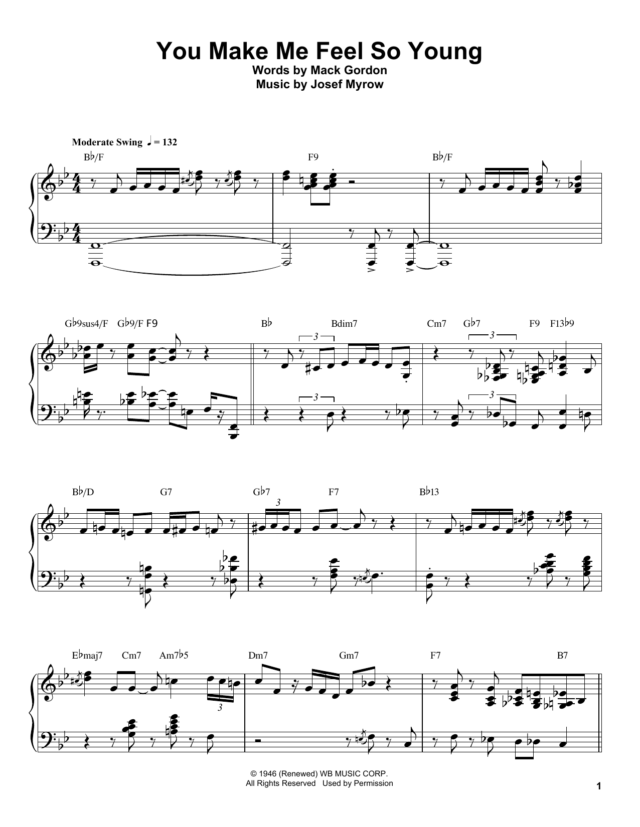 Download Oscar Peterson You Make Me Feel So Young Sheet Music