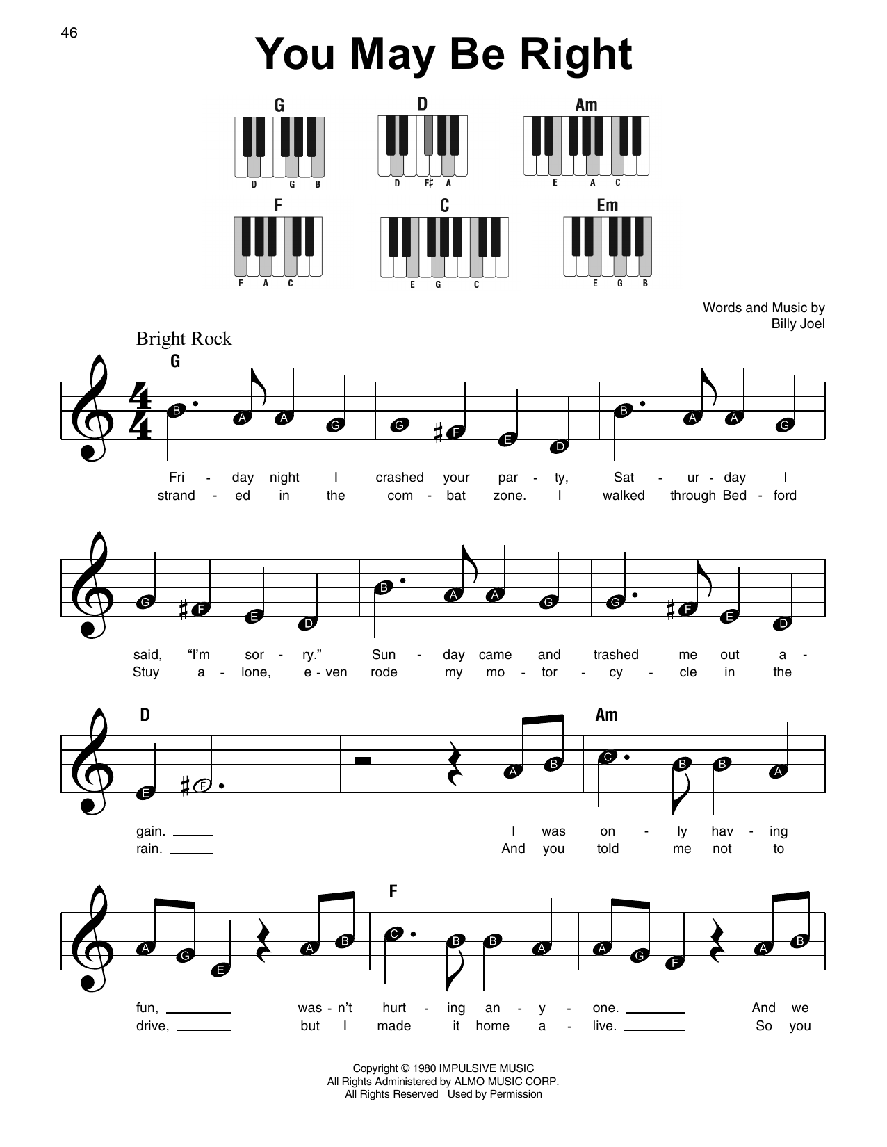 Download Billy Joel You May Be Right Sheet Music