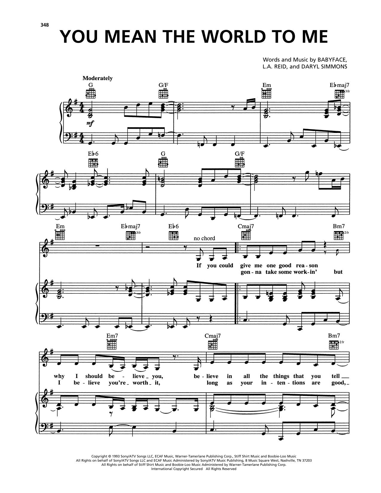 Download Toni Braxton You Mean The World To Me Sheet Music
