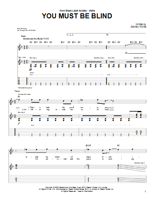 Download Black Label Society You Must Be Blind Sheet Music