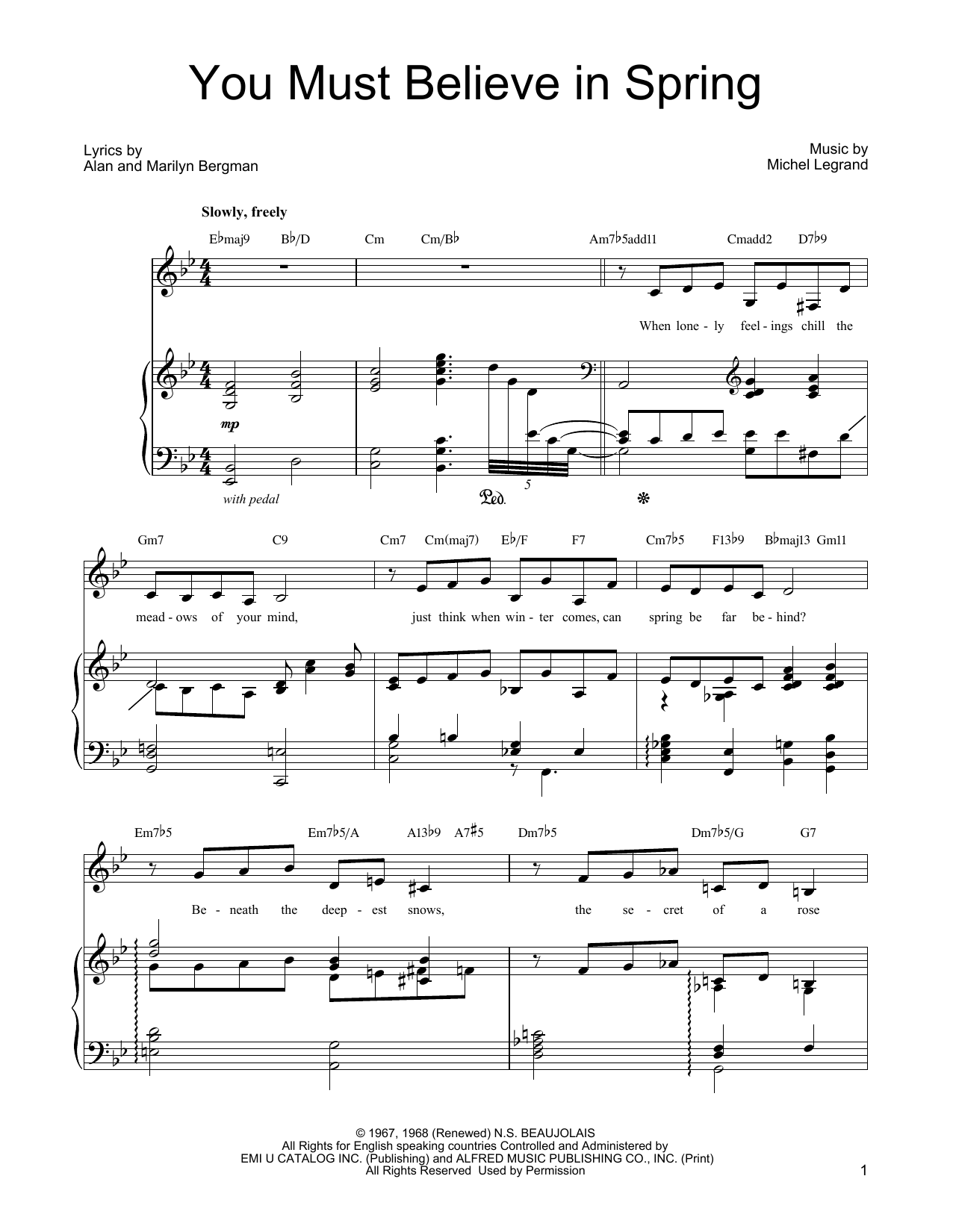 Download Michel Legrand You Must Believe In Spring Sheet Music