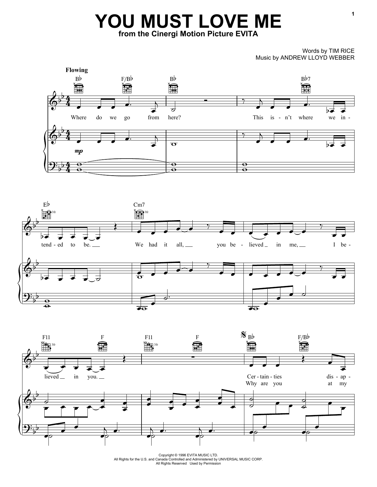Download Andrew Lloyd Webber You Must Love Me Sheet Music