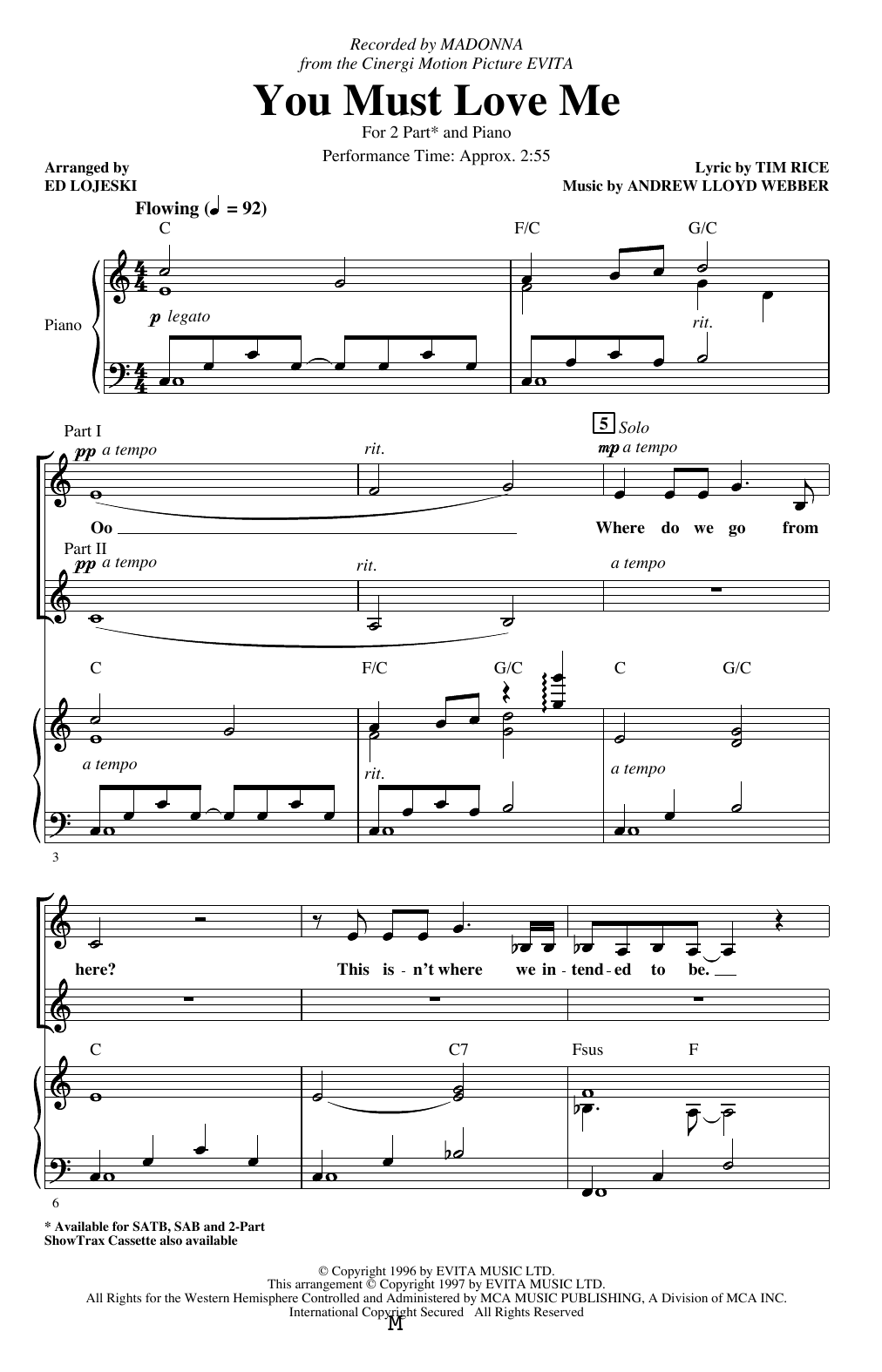 Download Madonna You Must Love Me (from Evita) (arr. Ed Sheet Music