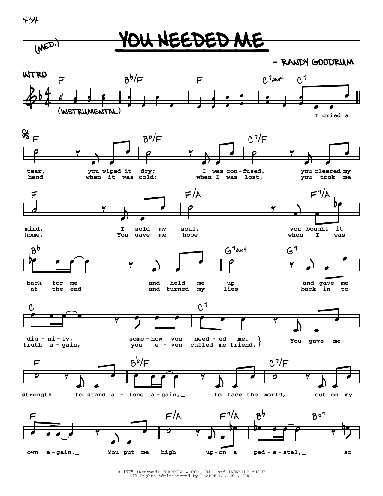 Download Anne Murray You Needed Me Sheet Music