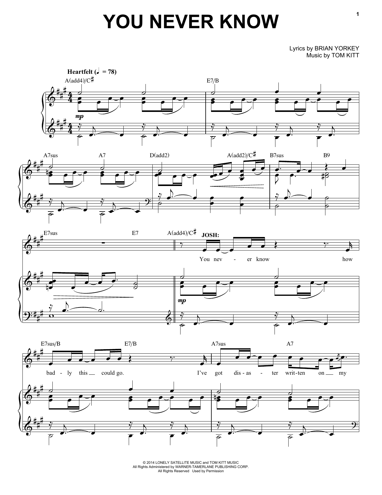 Download James Snyder You Never Know (from If/Then: A New Mus Sheet Music