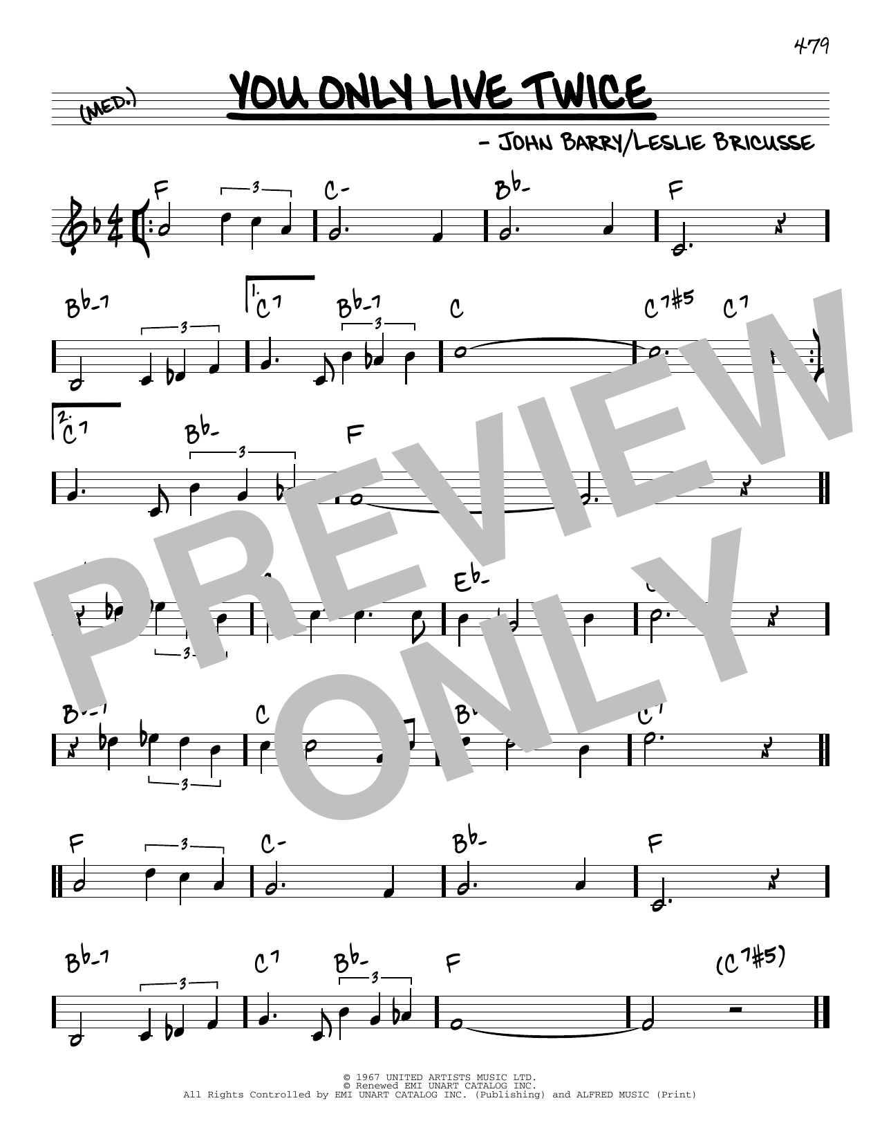 Download Leslie Bricusse You Only Live Twice Sheet Music