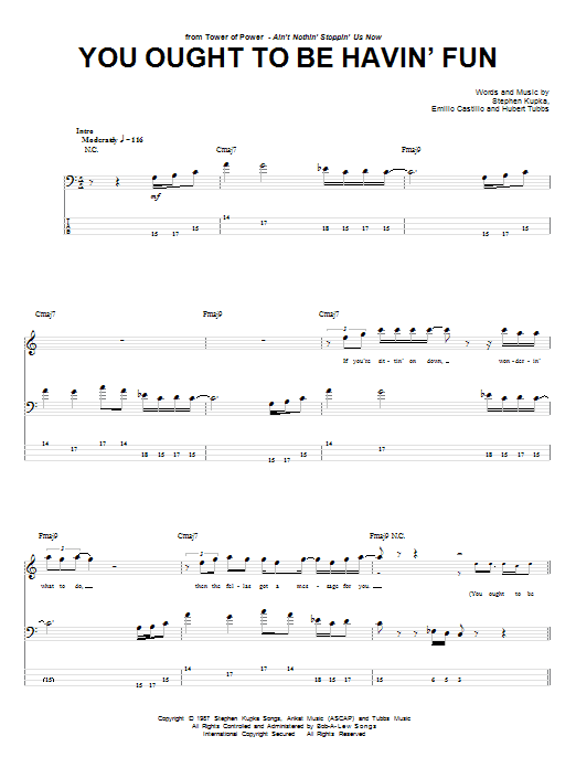 Download Tower Of Power You Ought To Be Havin' Fun Sheet Music