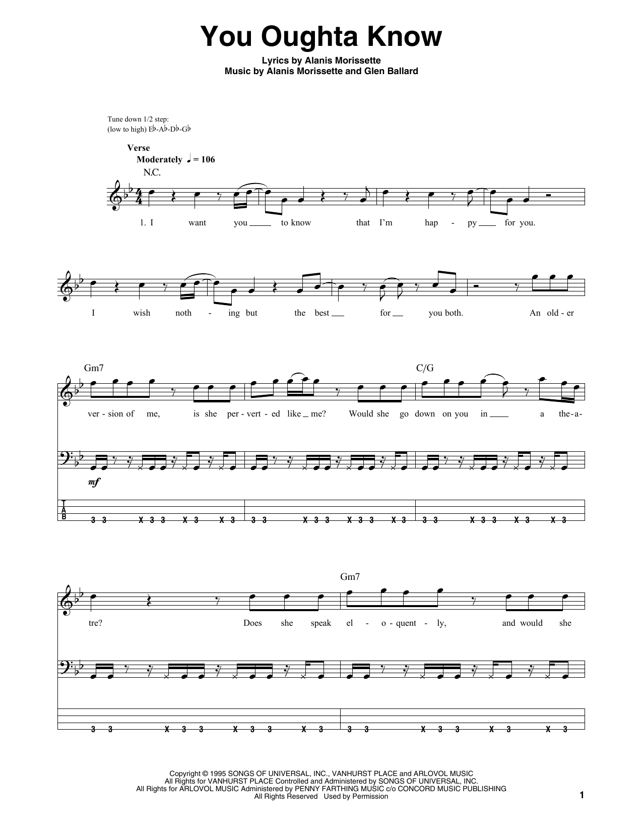 Download Alanis Morissette You Oughta Know Sheet Music