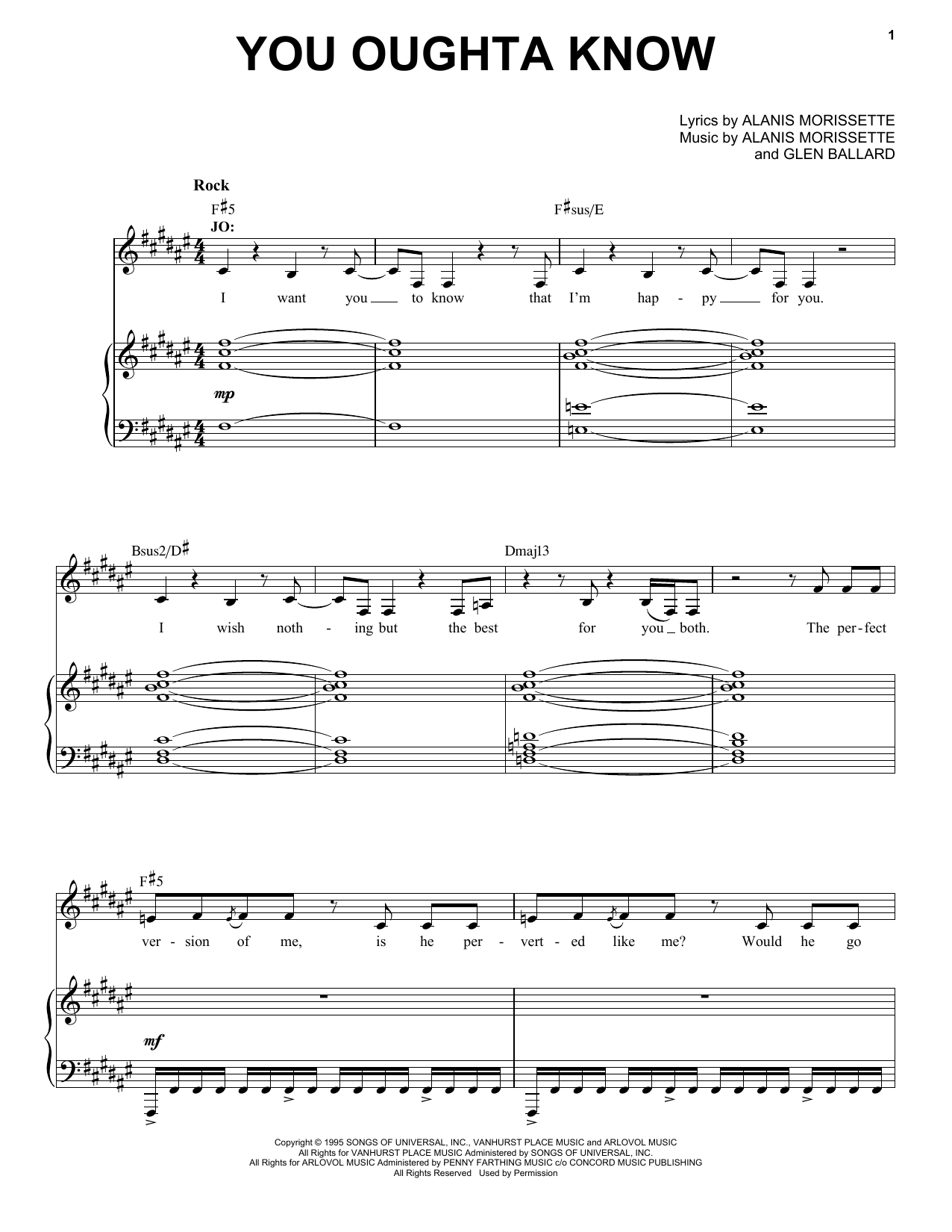 Download Alanis Morissette You Oughta Know (from Jagged Little Pil Sheet Music