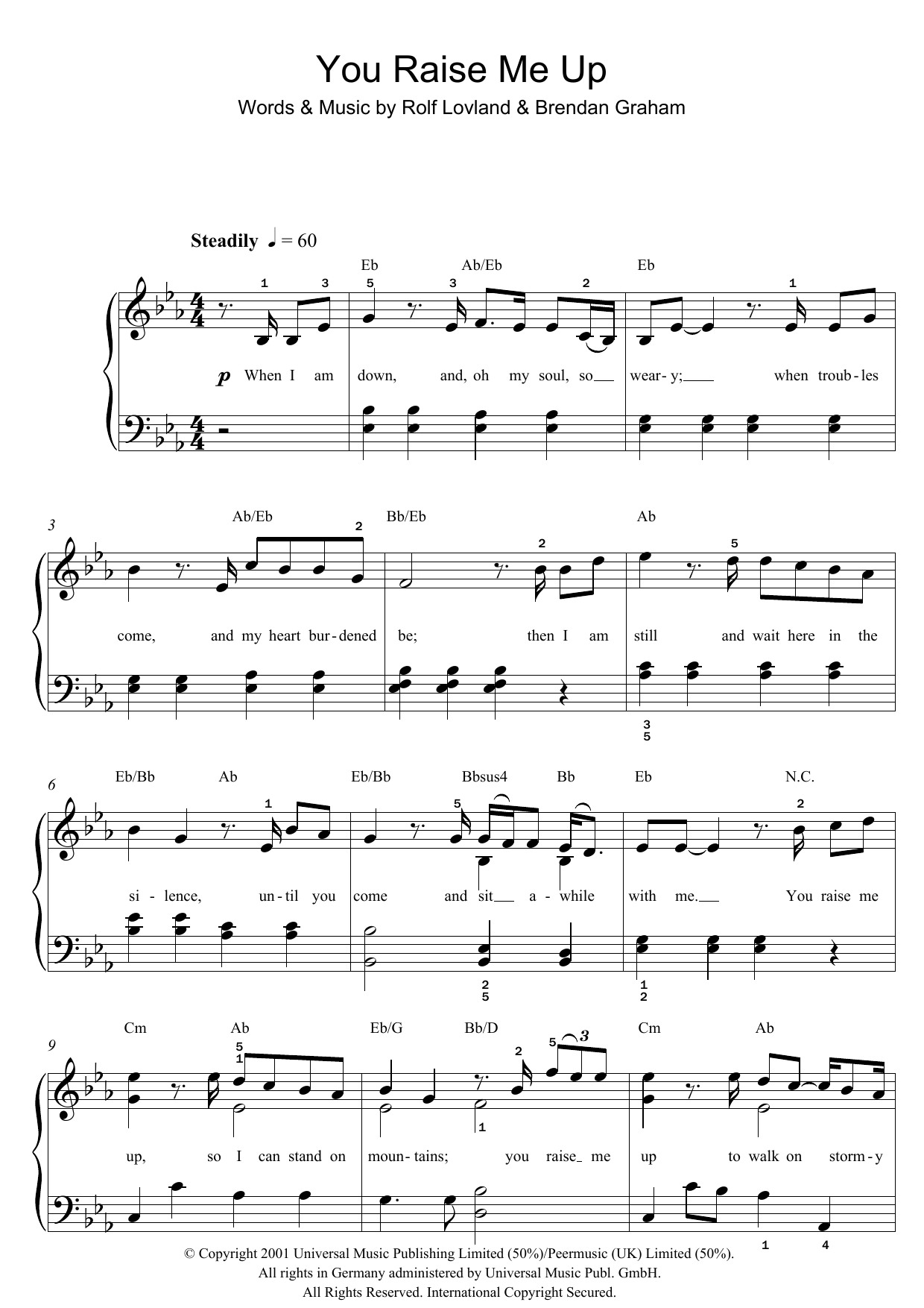 Download Westlife You Raise Me Up Sheet Music
