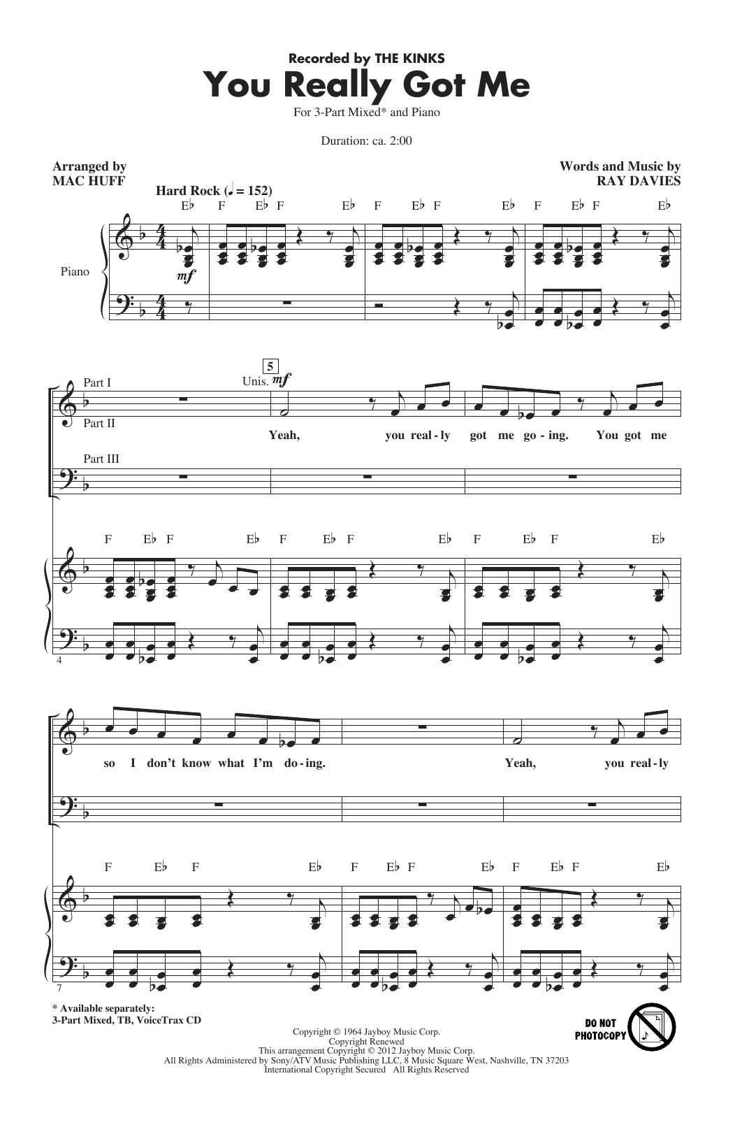 Download The Kinks You Really Got Me (arr. Mac Huff) Sheet Music