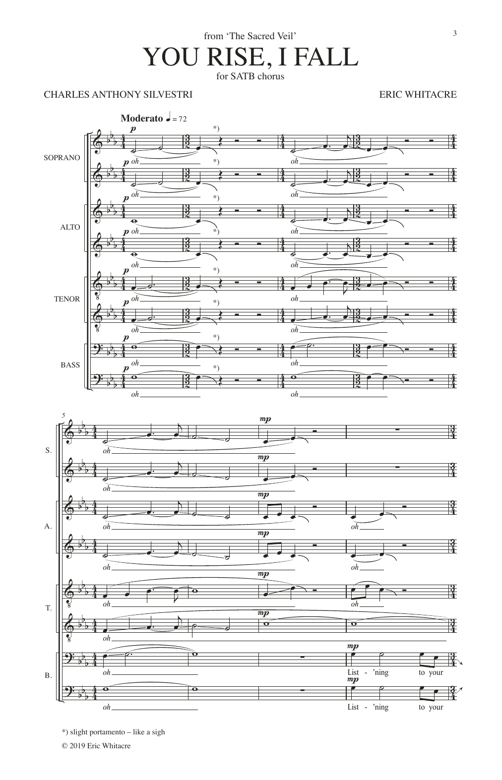 Download Eric Whitacre You Rise, I Fall (from The Sacred Veil) Sheet Music
