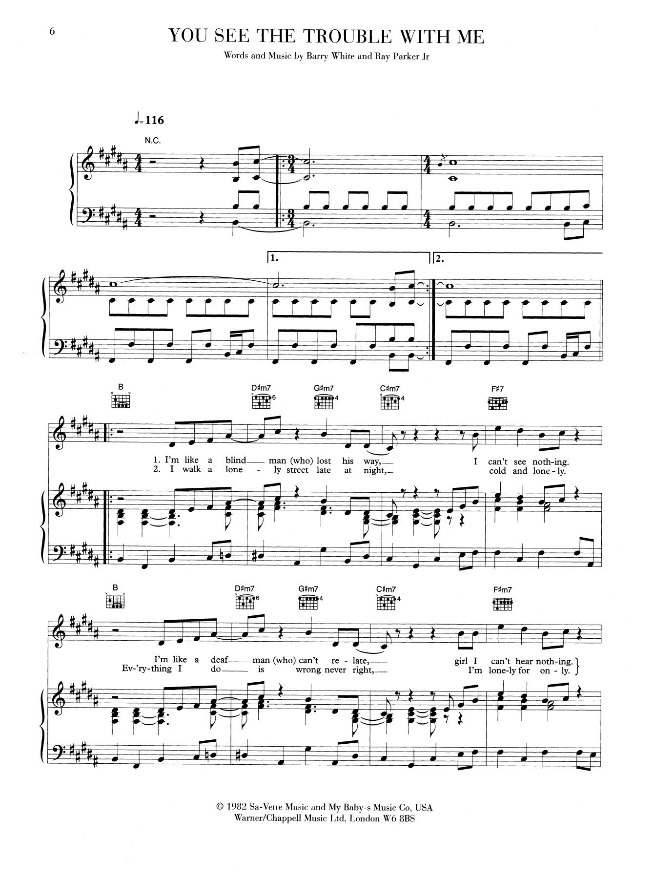 Download Barry White You See The Trouble With Me Sheet Music