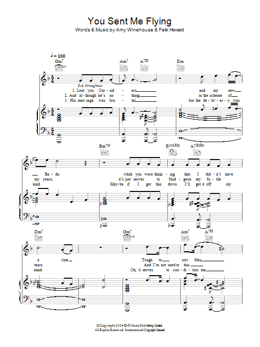 Download Amy Winehouse You Sent Me Flying Sheet Music