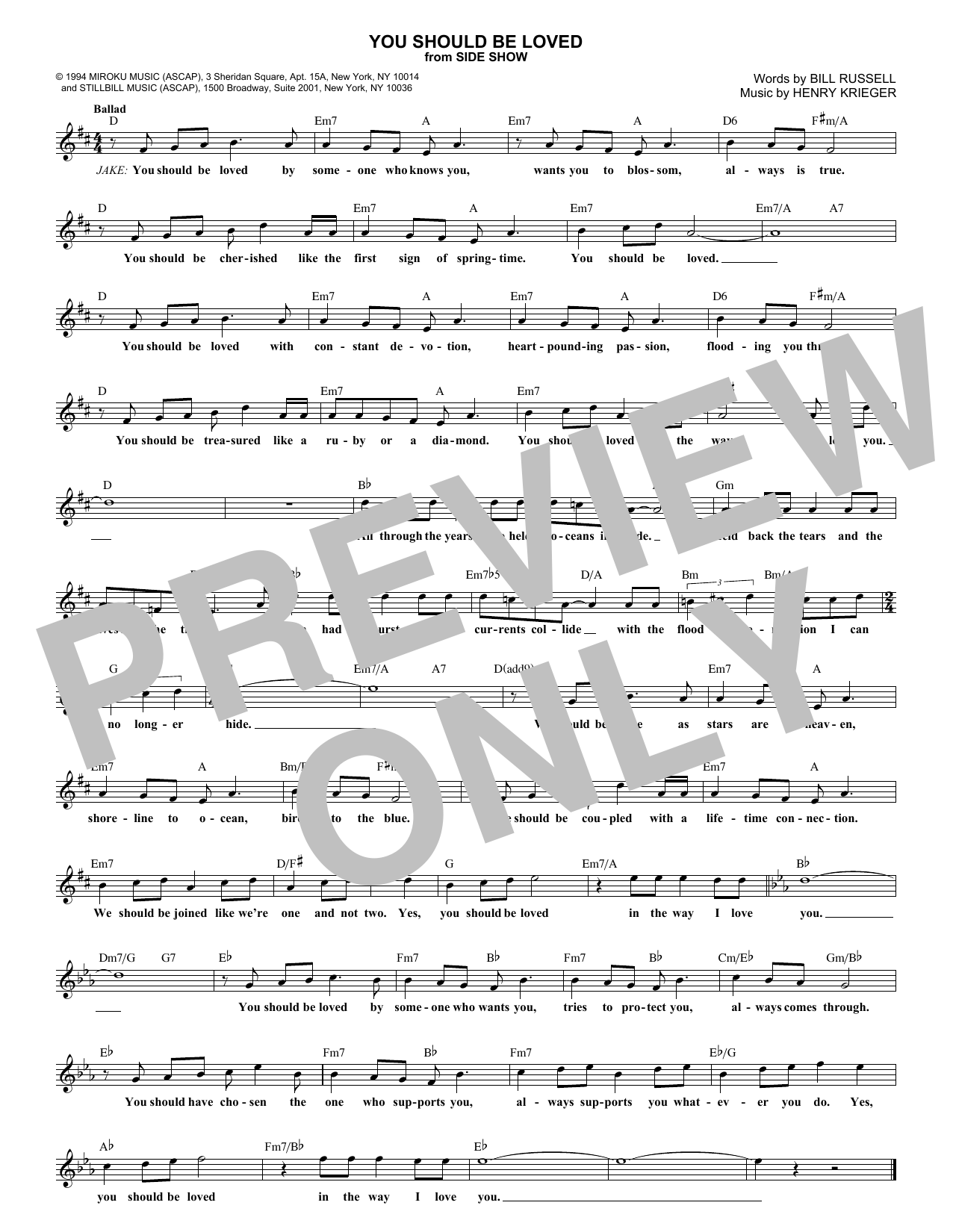 Download Bill Russell You Should Be Loved Sheet Music
