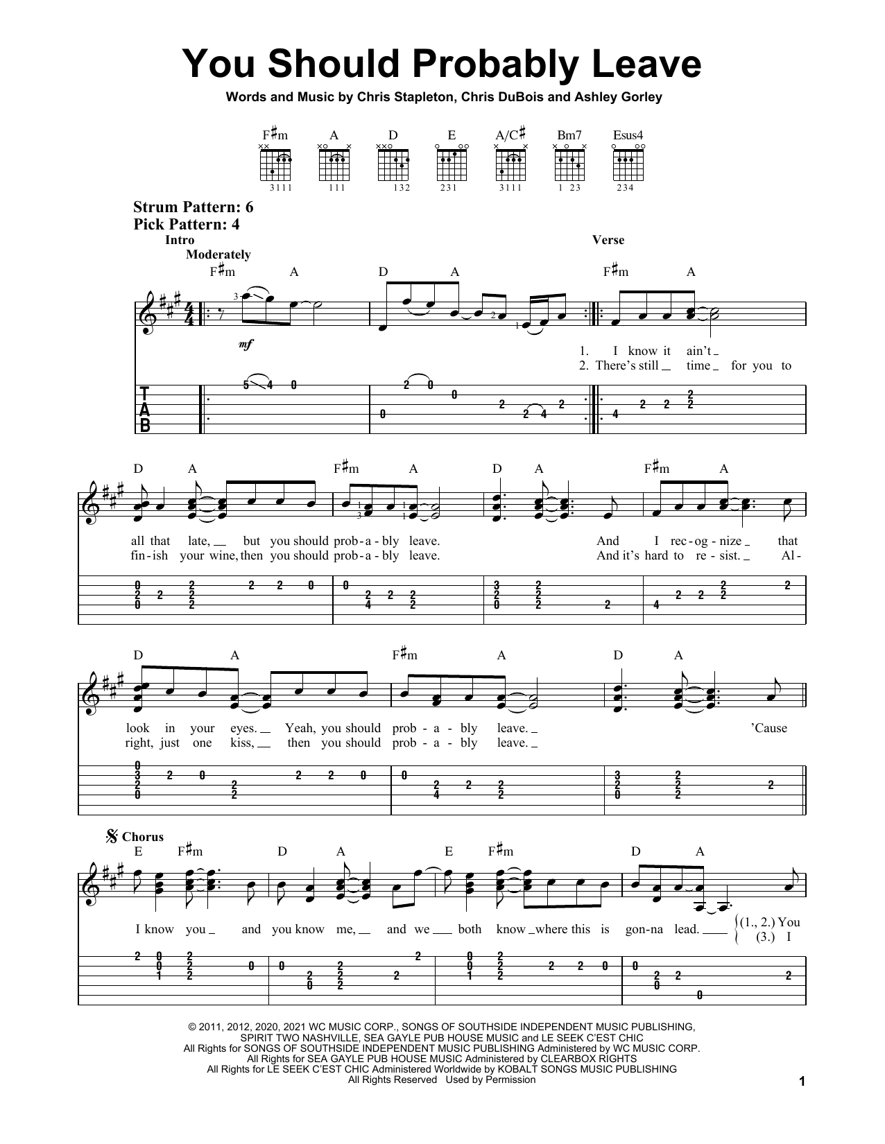 Download Chris Stapleton You Should Probably Leave Sheet Music