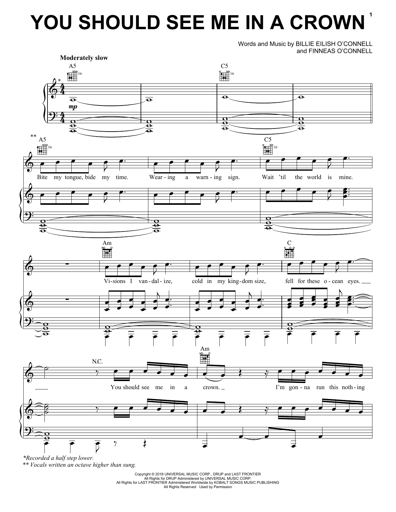 Download Billie Eilish you should see me in a crown Sheet Music