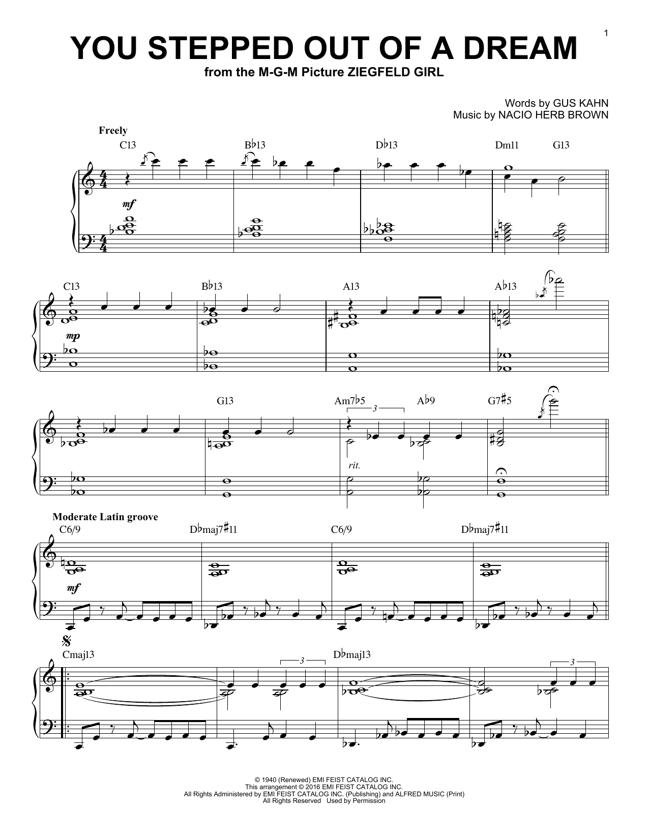 Download Nacio Herb Brown You Stepped Out Of A Dream (arr. Brent Sheet Music