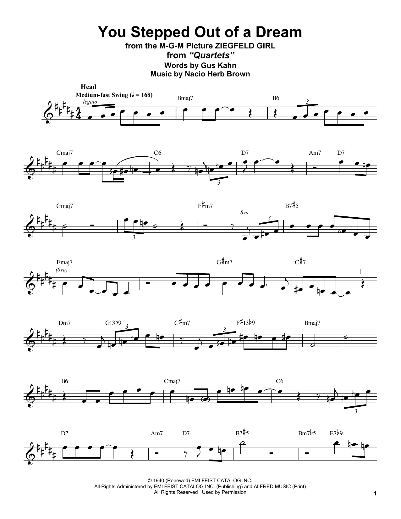 Download Stan Getz You Stepped Out Of A Dream (from Ziegfe Sheet Music