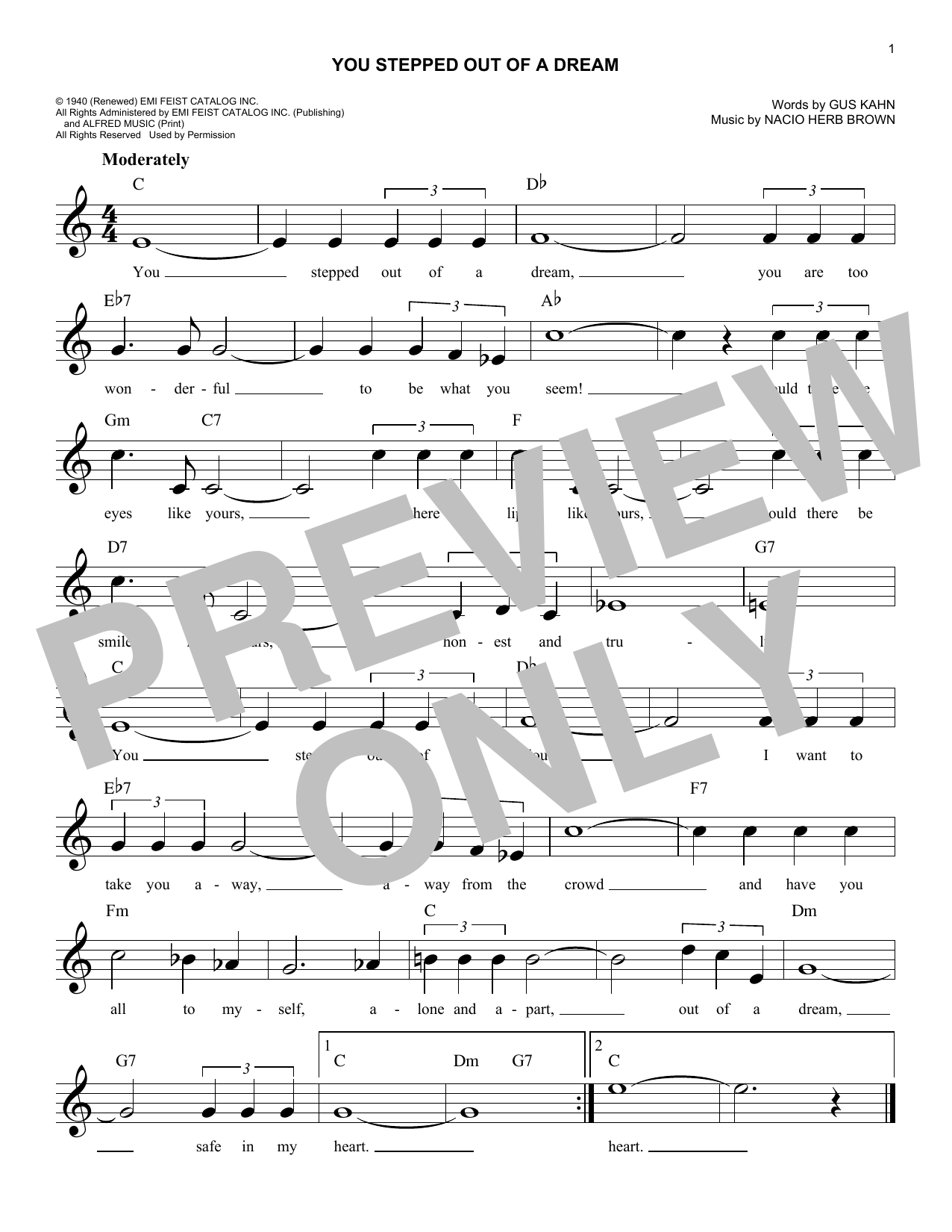 Download Nacio Herb Brown You Stepped Out Of A Dream Sheet Music