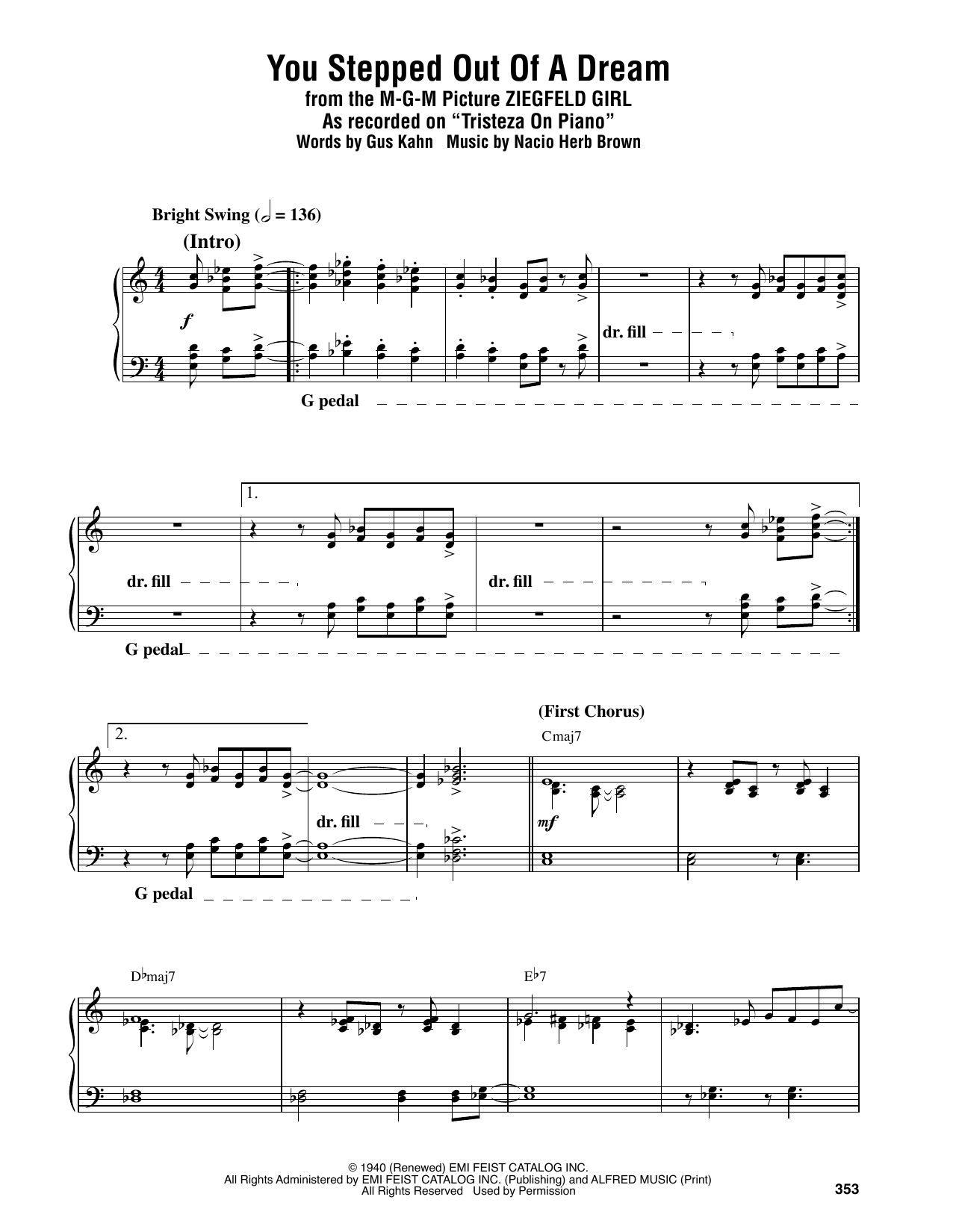 Download Oscar Peterson You Stepped Out Of A Dream Sheet Music