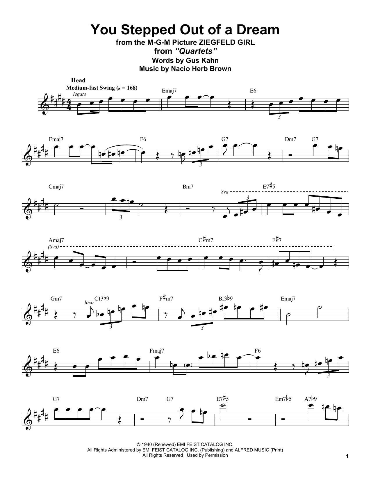 Download Stan Getz You Stepped Out Of A Dream Sheet Music