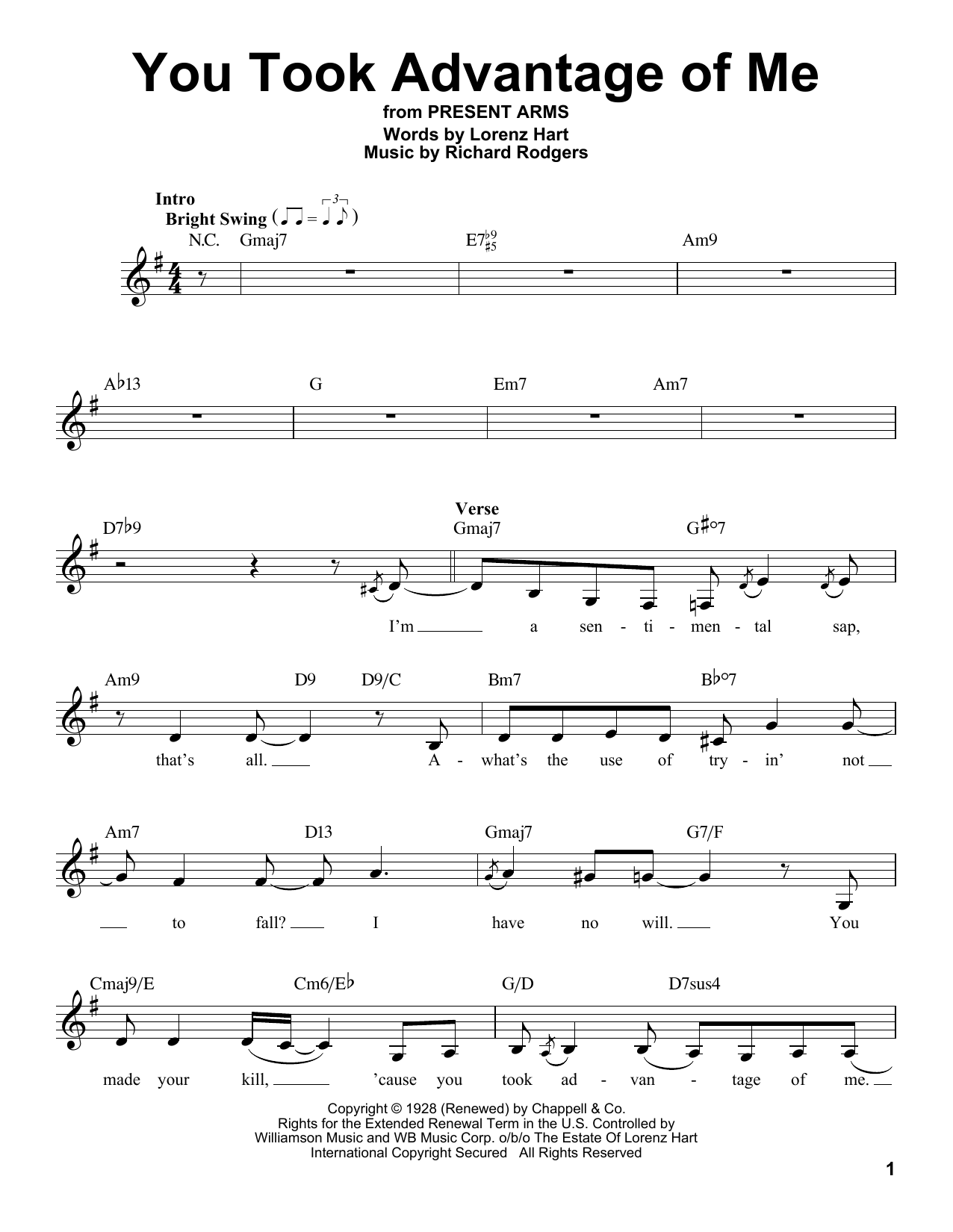 Download Rodgers & Hart You Took Advantage Of Me Sheet Music