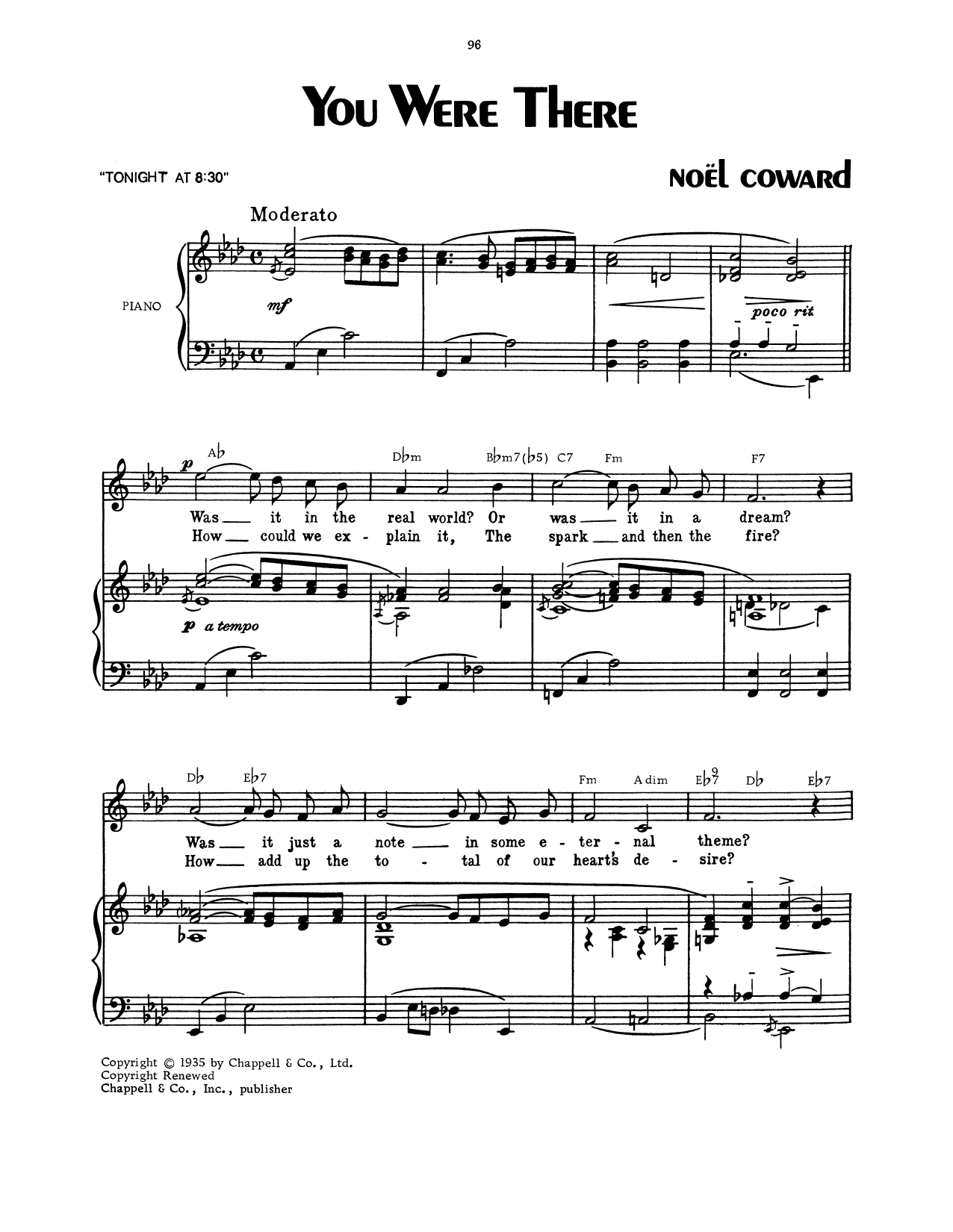 Download Noel Coward You Were There Sheet Music