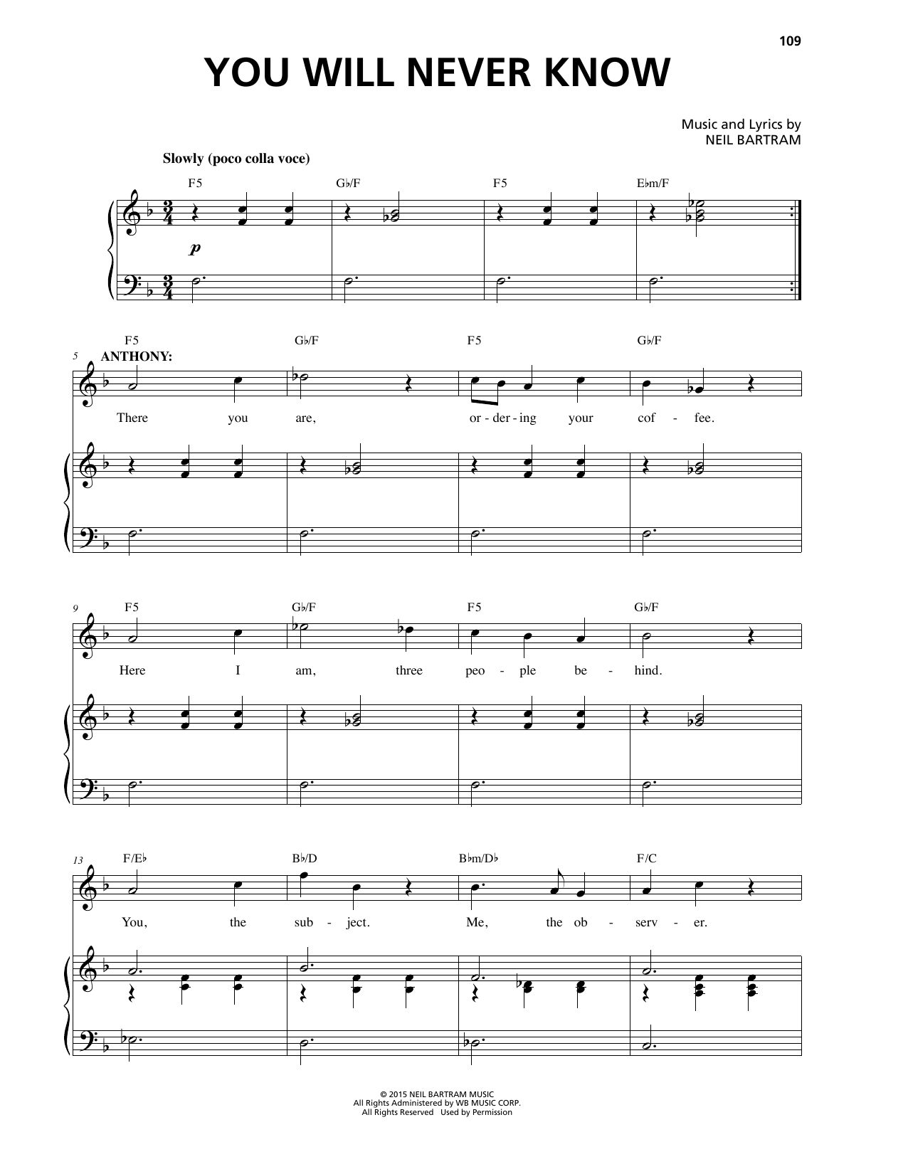 Download Neil Bartram You Will Never Know Sheet Music