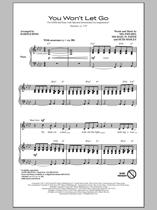 Download Michael W. Smith You Won't Let Go (arr. Harold Ross) Sheet Music